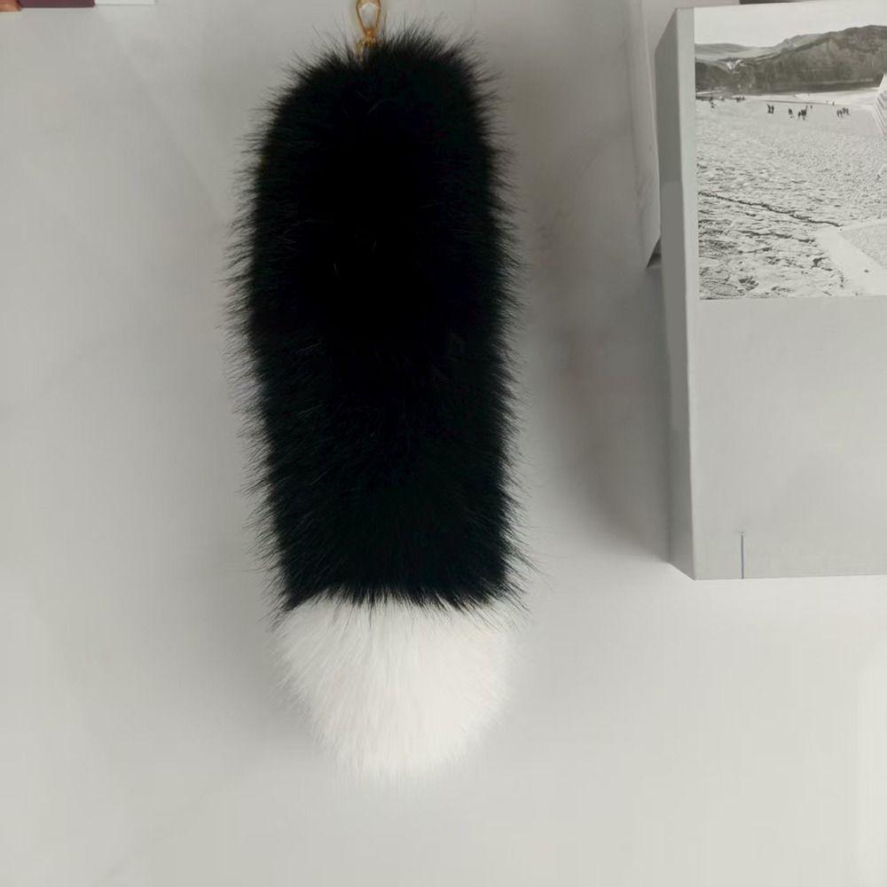 Fashion Huge Fluffy Faux Fur Fox Tail Keychain Warm Thickening Therian Tail Bag Charms Soft Fur Pendant for Women Girl
