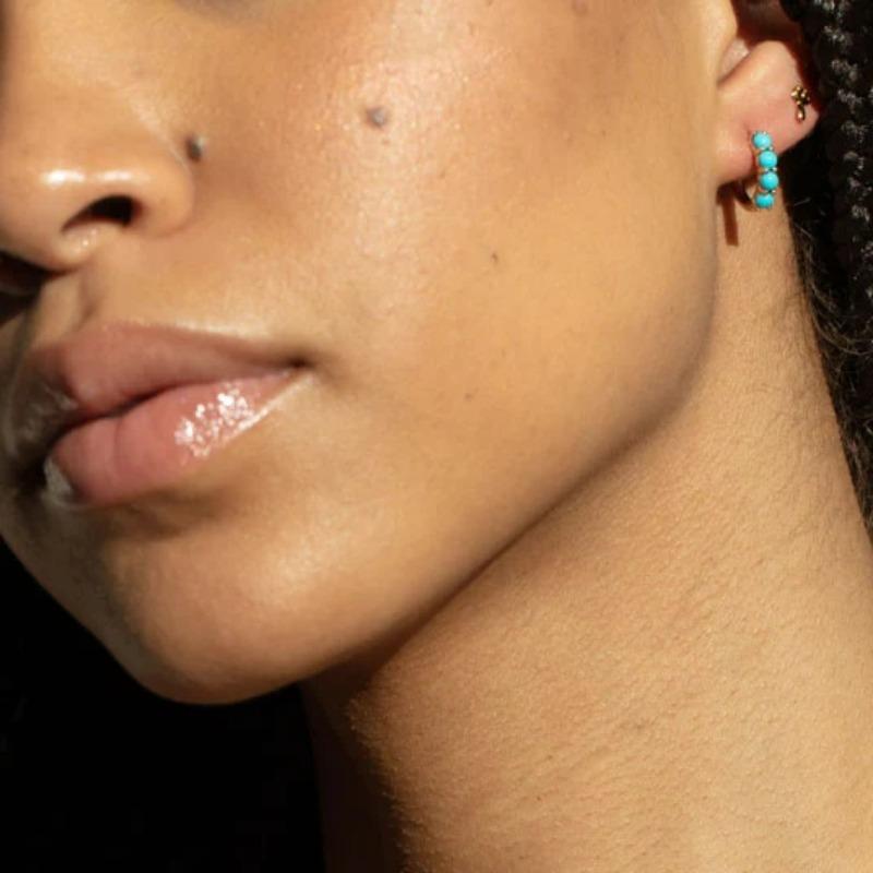 Boho Vintage Imitation Turquoise Gold Color Earrings Retro Art Earrings Fashion Women's Festival Party Gift Accessories