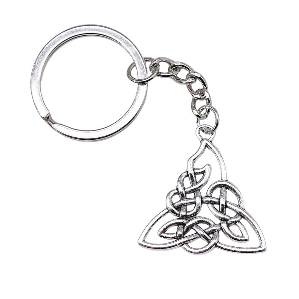 Celtic Knot Charm Hexagram Keychain Irish Amulet Key Ring 28mm Ring