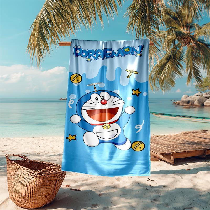Proof Beach Towel with Doraemon Pattern - Soft,absorbent,quick-drying,machine Washable - Perfect for Swimming,camping,bathing