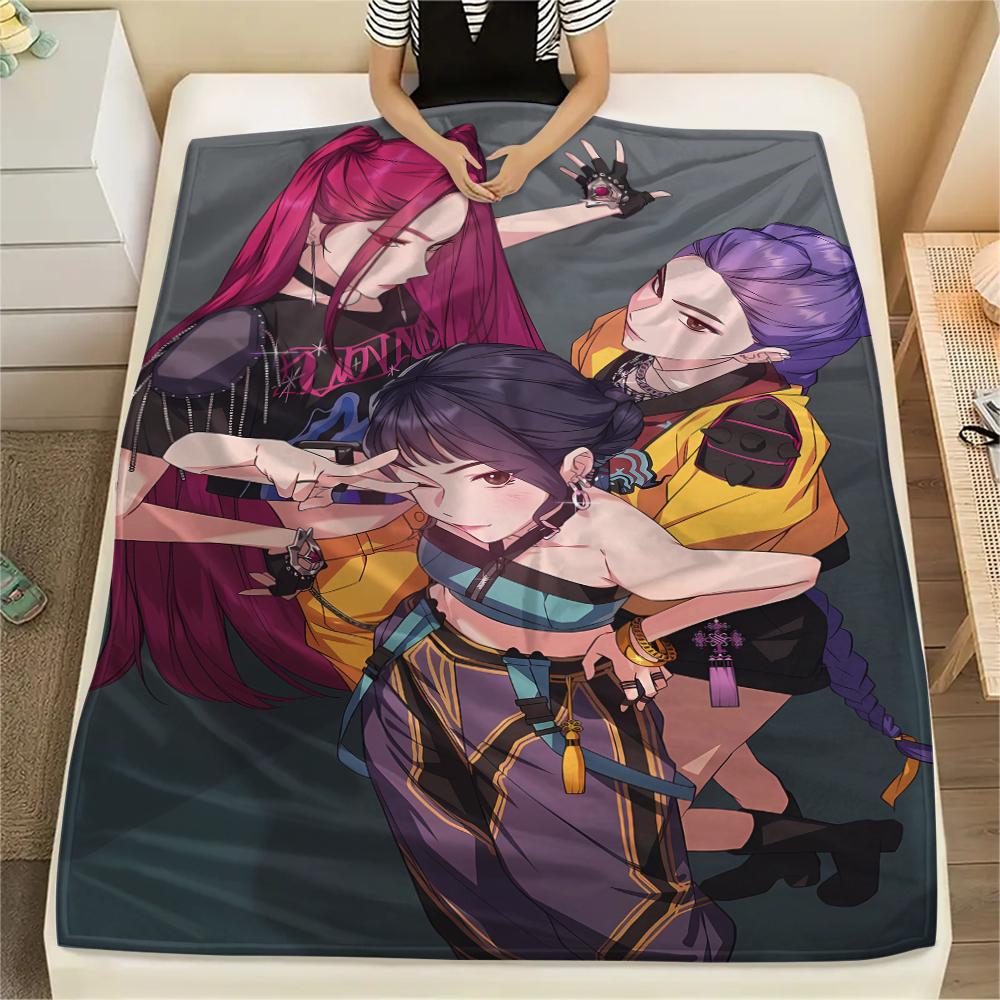 1pz Coperta in Flanella con Stampa Kpop Demon Hunters, Alta Qualità, Per Tutte le Stagioni, Decorazione per la Casa, Calore e Comfort, Perfetta per Regali di Natale