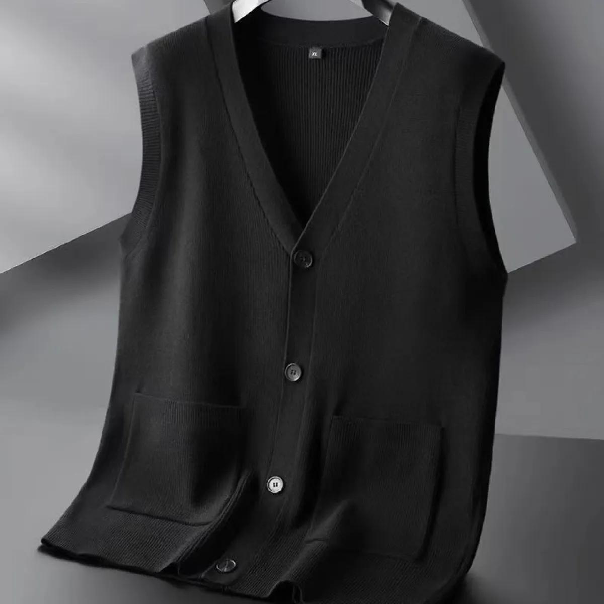 

Большой вязаный свитер, мужской кардиган-жилет, осенне-зимний, большого размера, простой свитер для полных 2XL