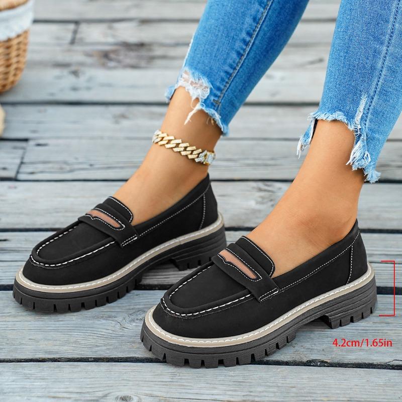Women's Loafers Fall New Casual Slip-On Platform Single Shoes Retro Versatile Lazy Shoes