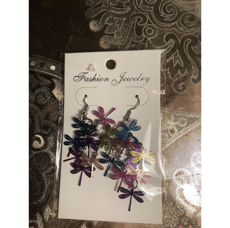 1 Pair Fashion Women Lady Elegant Dragonfly Dangle Ear Stud Earrings