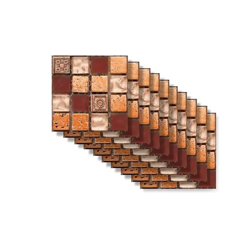 10pcs 3D Crystal Tile Stickers DIY Waterproof Self-Adhesive Wall, DIY Stickers for Home Decor Living Room Bathroom Kitchen Decor
