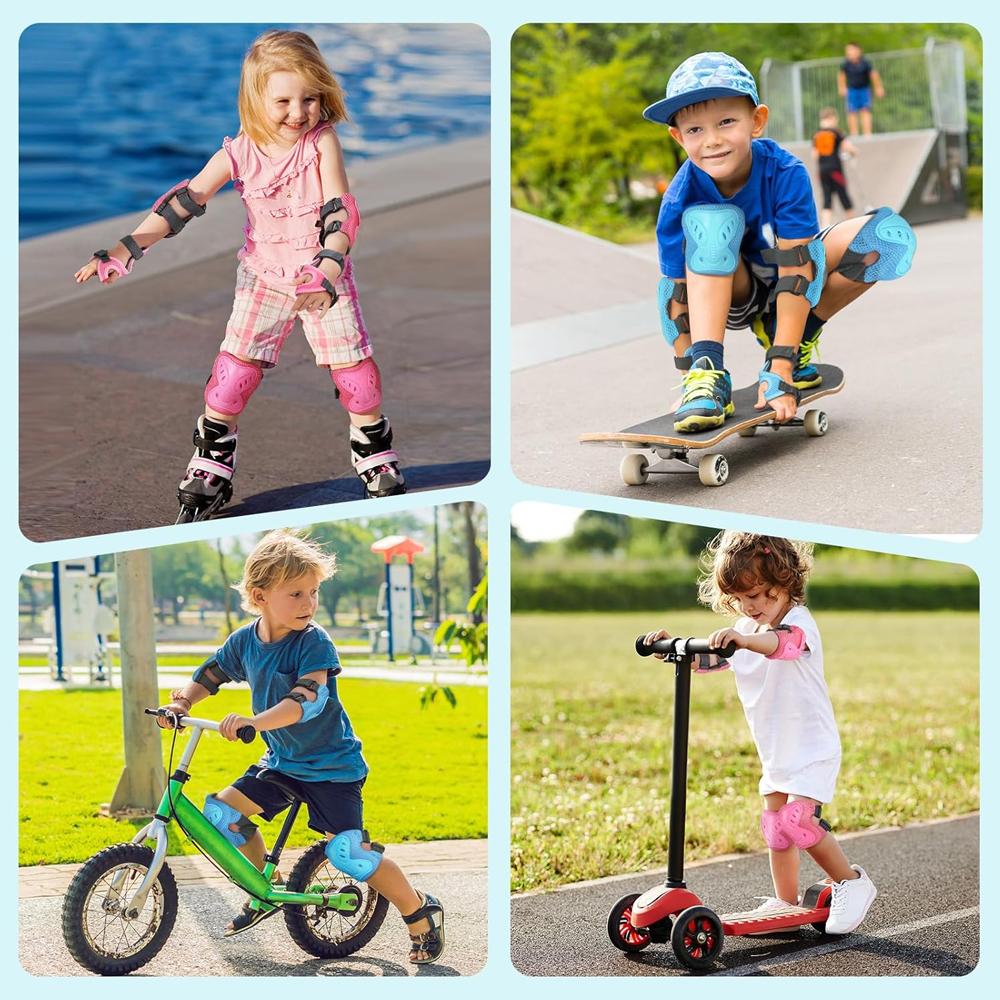 6Pcs Kids 3-10 Years Knee Elbow Pads Guards Protective Gear Set For Roller Skates Cycling Bike Skateboard Scooter Riding Sports