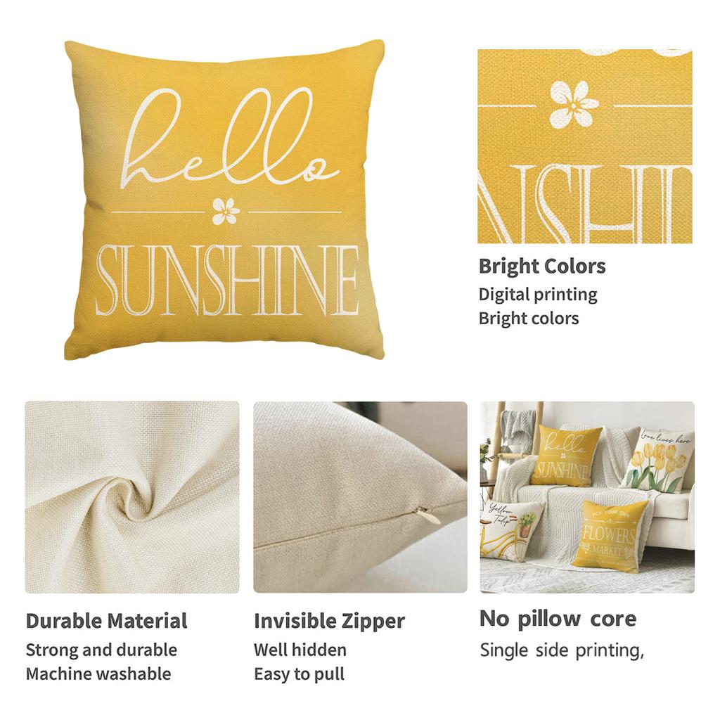 1/4Pcs Simple Pillow Cover, Spring And Summer Flower Cushion Cover, Farmhouse Room Decoration Living Room Sofa Pillow Cover