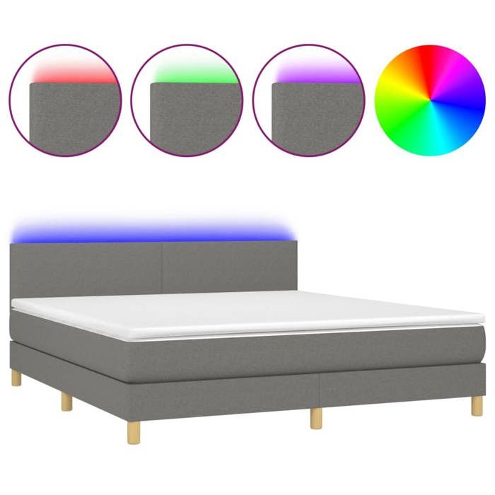 Maison Exclusive - Sommier à lattes de lit et matelas et LED Gris foncé 160x200 cm