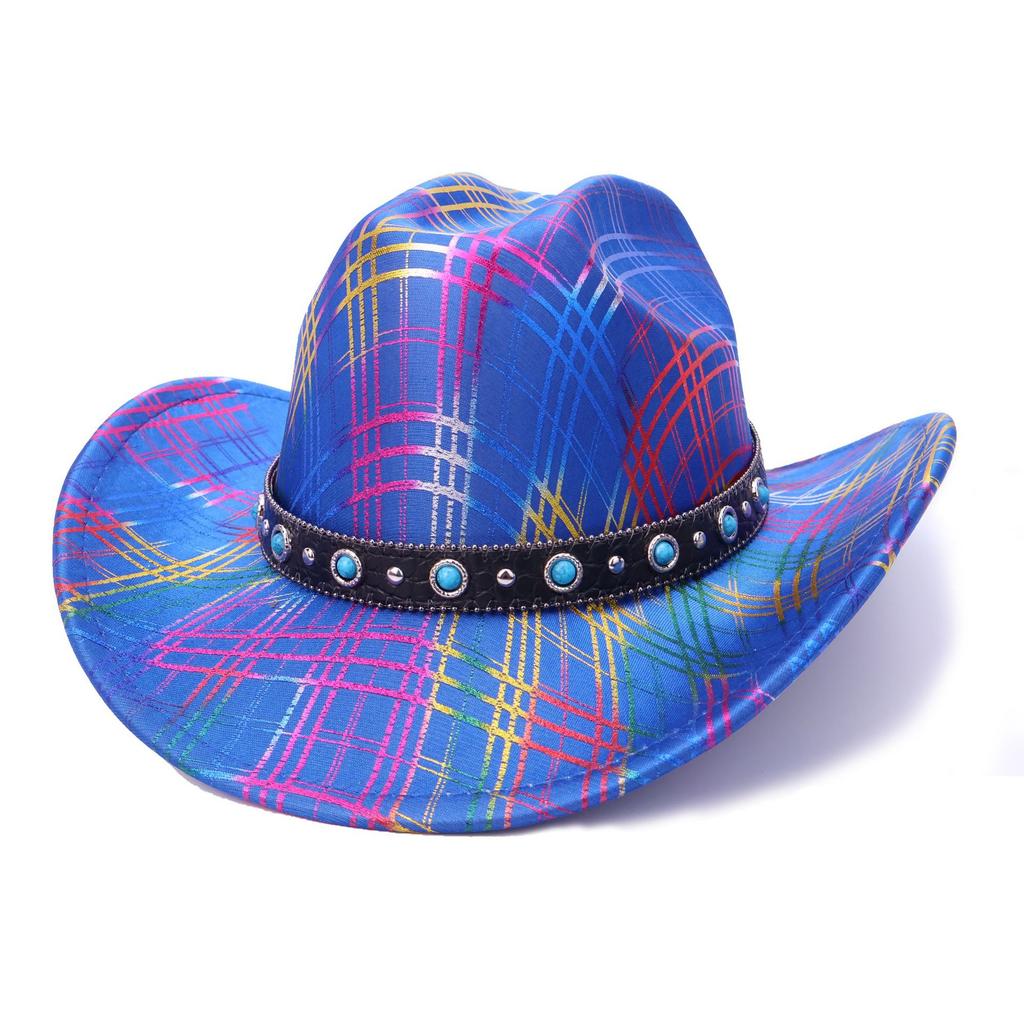 Colorful Western Denim Hat Fashion Party Fluorescent Autumn And Winter Big Brim Jazz Hat European And American Versatile Top Hat