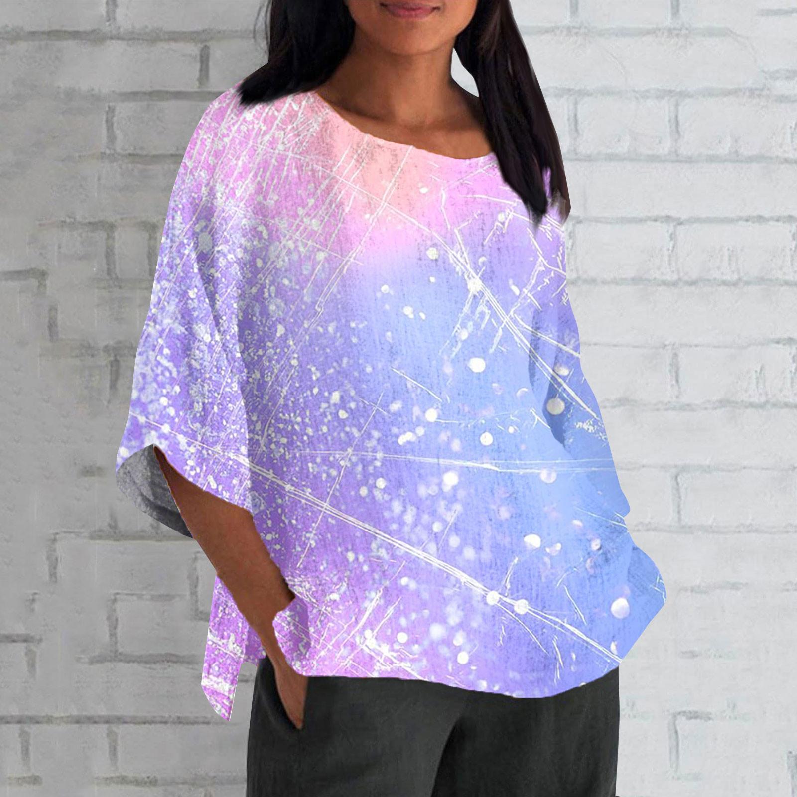 Женская мода с половиной рукавом и круглым вырезом с принтом — фото 8