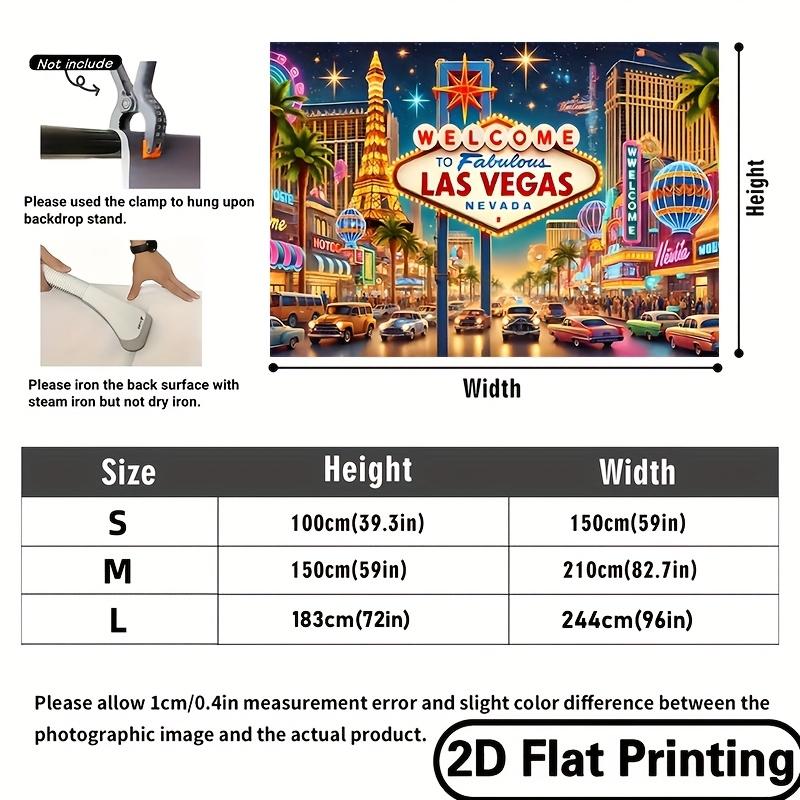 1pc Las Vegas Welcome Sign Banner - Polyester fabric, with vivid night lights and neon lights, perfect for parties
