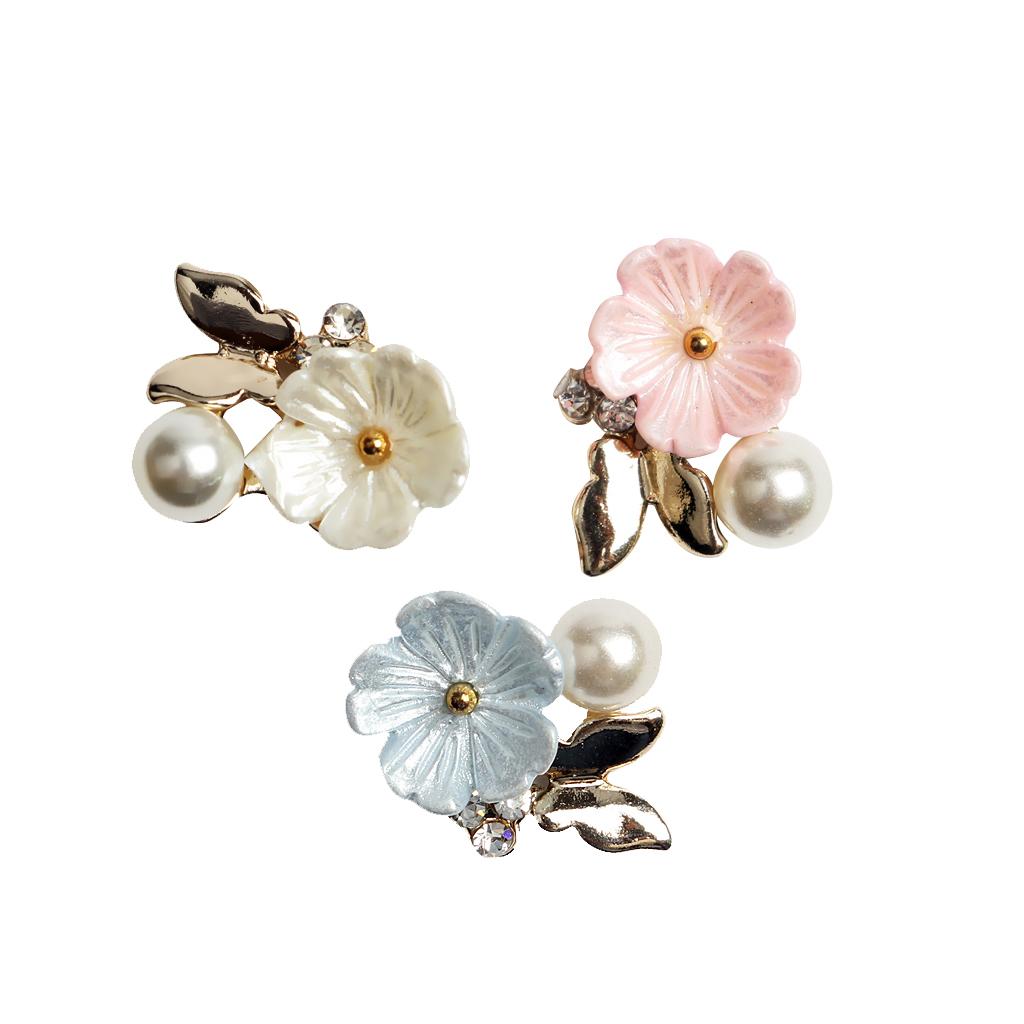 10 Pieces Flatback Pearl Embellishments Flower Shapes Wedding Embellishment for Scrapbooking Craft Cardmaking Bouquet Handcraft