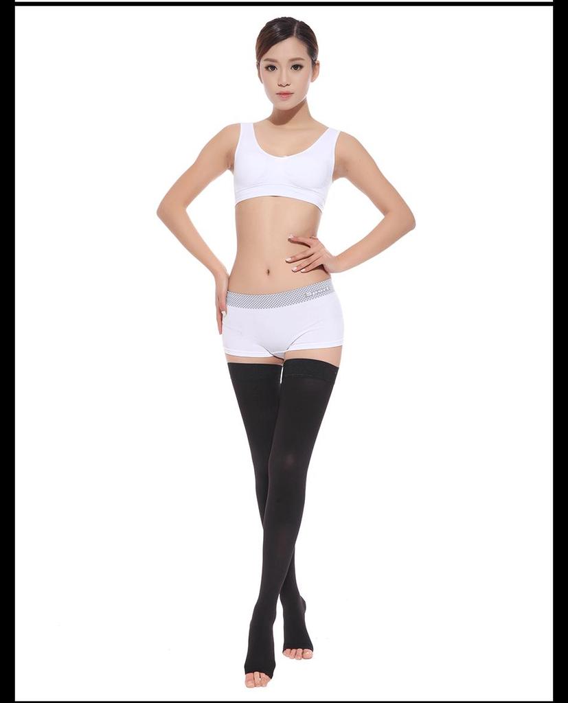 Ciorapi compresivi modelatori pentru picioare cu elasticitate ridicată, până la coapsă, cu silicon anti-alunecare, nivel de compresie 2 pentru sănătate și sport