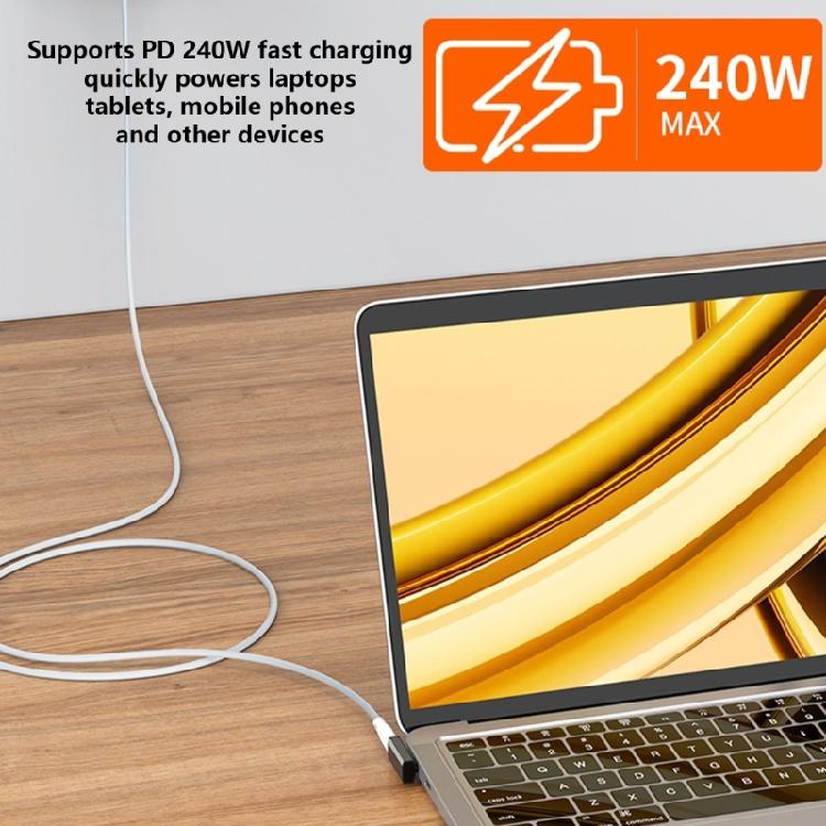 Rechtwinkliger USB-C-Adapter, 100W USB-C-Buchse auf USB-C-Stecker Verlängerungsadapter Typ-C-Strommessgerät Tester für Laptop USB-C