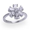Fashion White Crystal Wedding Rings for Women Silver Color Flower Floral Shaped Engagement Bridal Luxury Party