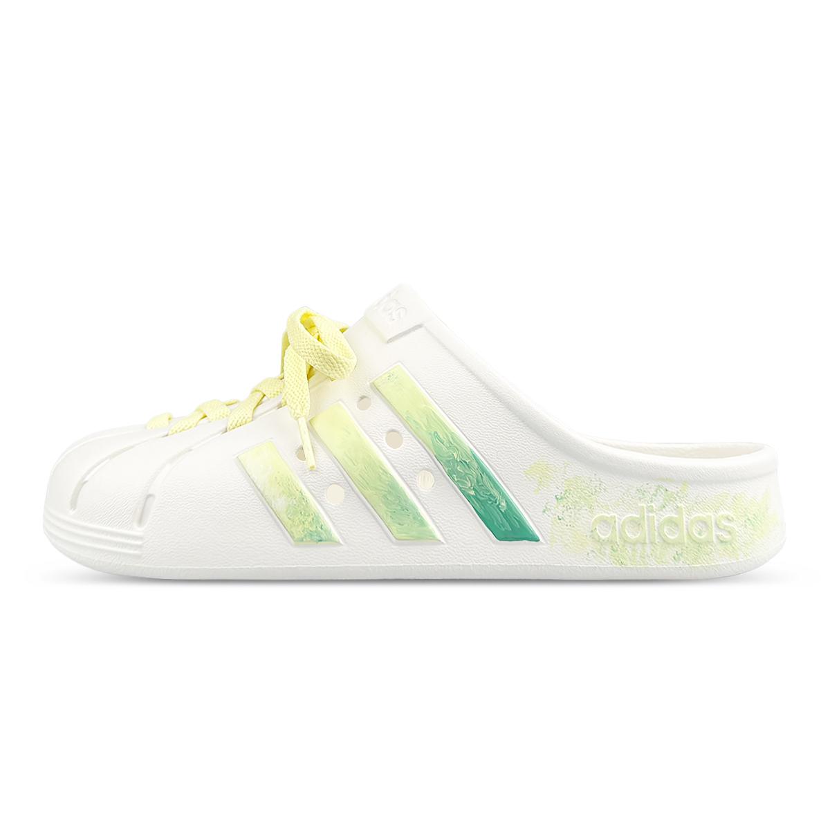 Adidas ADILETTE CLOGS Slip Resistant Closed Toe Slippers Unisex White Green Yellow JH9849(Team1311-ad) 37