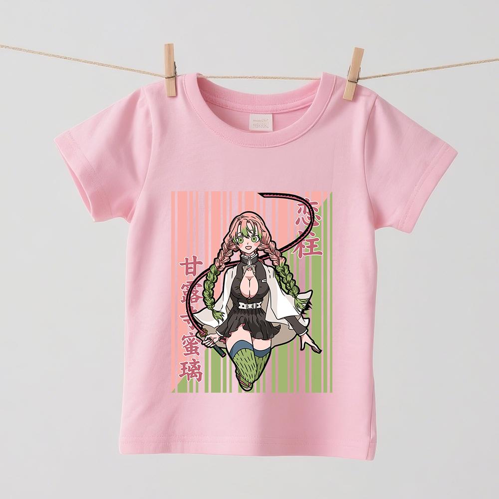 Demon Slayer Mitsuri Anime Print 100 Cotton Kids T Shirt Boys Girls Short Sleeve Summer Top Soft Casual Daily Wear