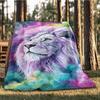 1pc Lion Art Print Throw Blanket Polyester Fiber, Lightweight Flannel, Soft & Warm, All Season Use for Outdoor, Camping Digital Print