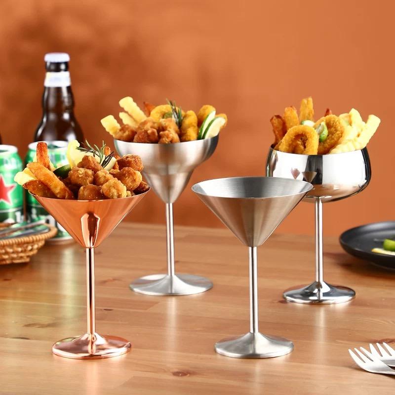 304 Stainless Steel Stemmed Cocktail & Wine Glass – Martini, Champagne, Bar Cup