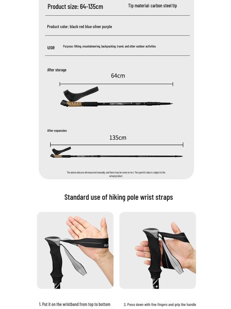 Aluminum Alloy 6061 Cork Handle Trekking Pole N301 Nordic Walking Stick