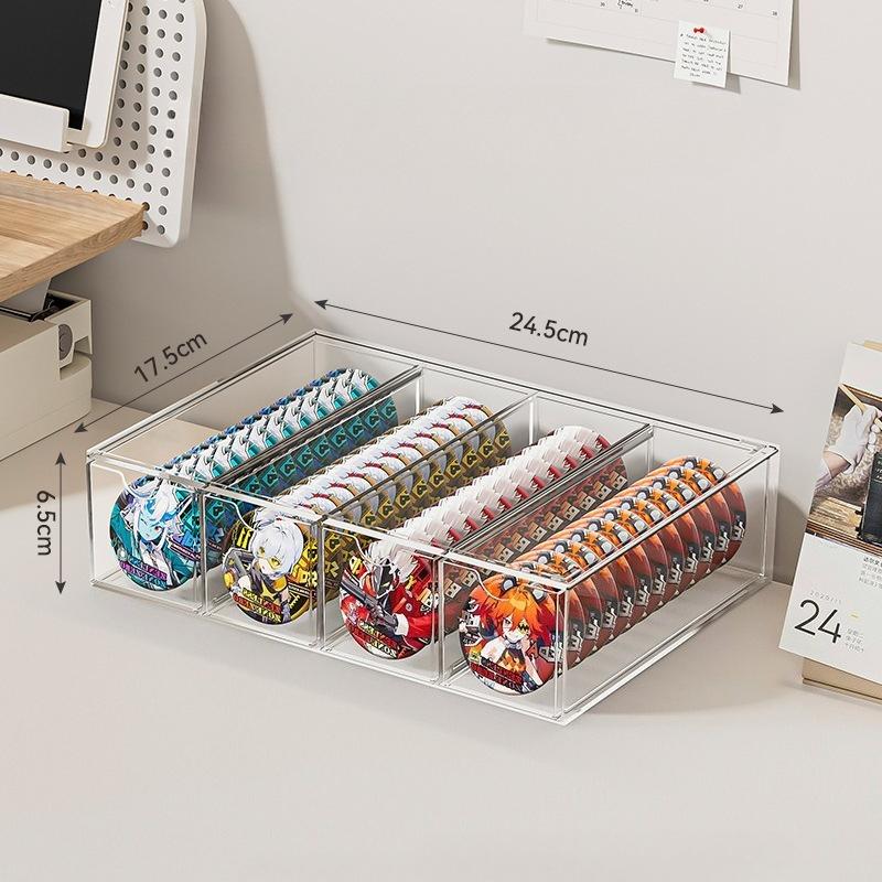 

Прозрачный акриловый ящик для хранения значков/игрушек - Настольный многослойный штабелируемый пылезащитный дисплейный кейс со скользящей конструкцией