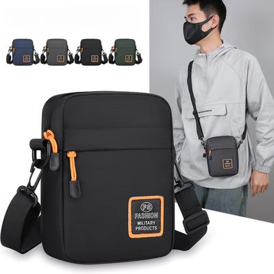 Borsa Quadrata Neutra, Texture Semplice, Borsa Leggera in Tessuto Oxford, Borsa a Spalla, Borsa a Tracolla Multistrato con Cerniera da Uomo per il Lavoro