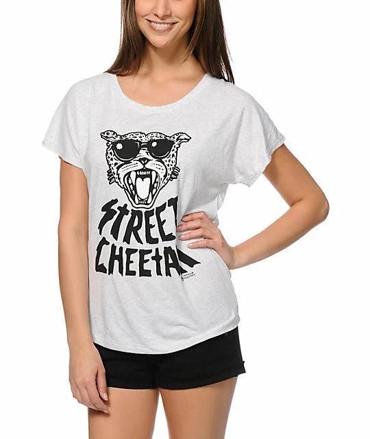 LRG Lifted Research Group Juniors Cheetah Heather Grey Dolman T-Shirt New S, L M