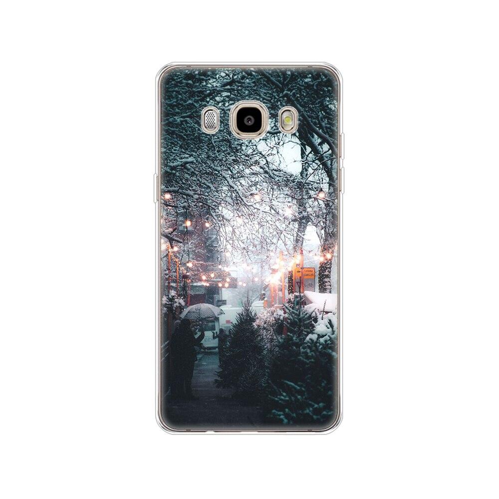 Case FOR Samsung Galaxy J7 J5 2016 Case J710 510F Cover FOR Samsung J7 J5 2016 Case Shell Winter Snow Christmas