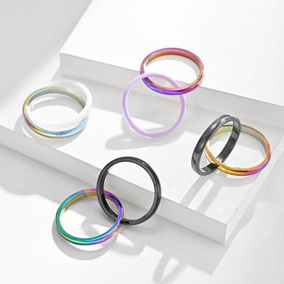 Nuovo Anello Doppio in Ceramica Acciaio al Titanio Anello Doppio Anello Bicolore Anello Ad Incastro Singolo Desiderio Coppia di Anelli