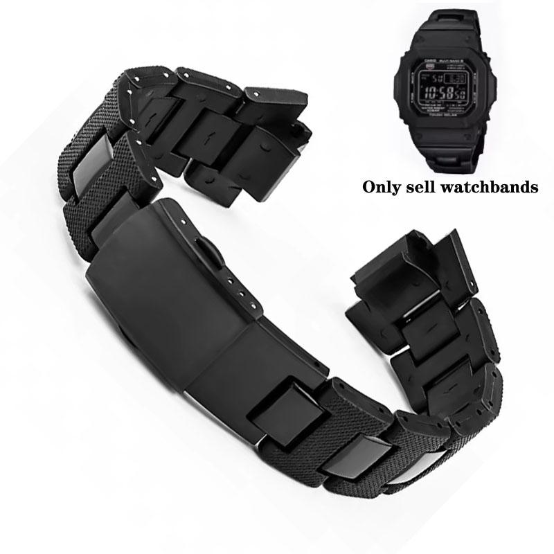 Černý řemínek 16mm Pro hodinky Casio Lehký kompozitní plastová ocel Dw5600 Dvojitá přezka DW-6900/GW-M5610 B500 Řemínek