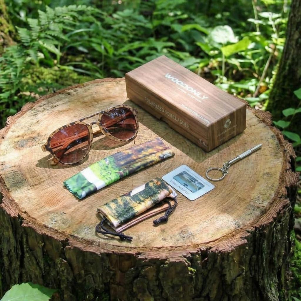 [WOODONLY] Wooden Fashion Polarized Sunglasses - UV400 Protection Handmade Sunglasses - A Perfect Gift for Men & Women (Zebrawood + Tortoiseshell)
