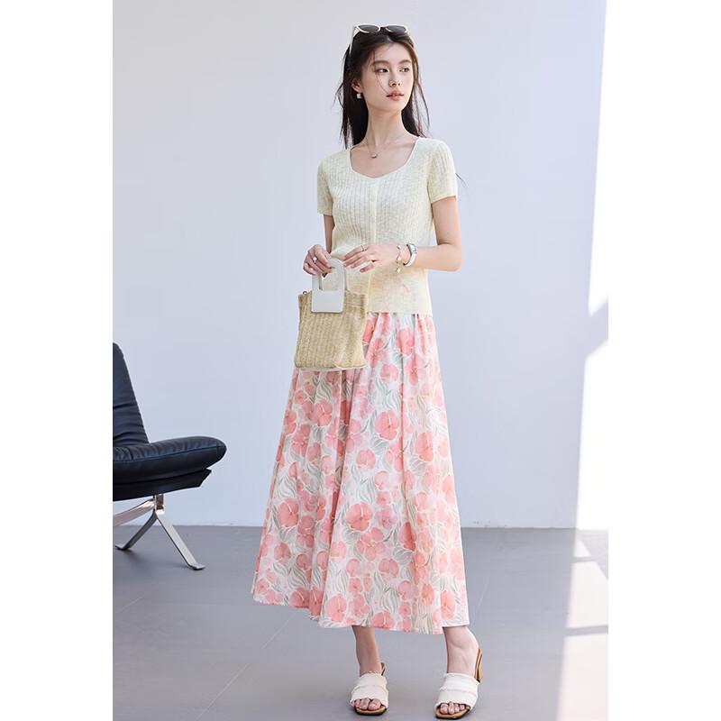 VICTORIA&VERA Women's Dopamine U-Neck Short Sleeve Knit Top