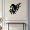 Elegant Black White Fairy Floral Metal Wall Art, Timeless Design for Living Room Bedroom Decor, Housewarming Anniversary Gift for Homeowners