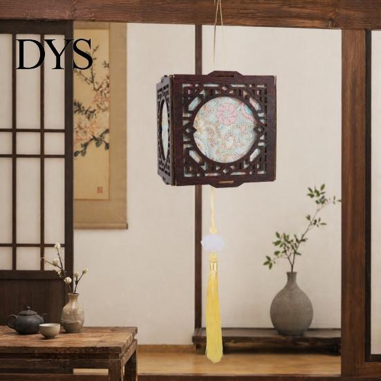 Chinese Lantern Making Kit DIY Vintage Palace for Kids, Style Wooden Frame Traditional Brocade Crafts, Material Set Mid-Autumn Festival Celebration