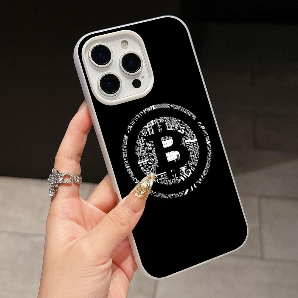 

Bitcion Pattern Phone Case for iPhone 17 16 15 14 13 12 11 Air Pro Max Plus Jelly Double layer White Cover iPhone 16 Plus