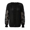 Women's Sweater Round Neck Hollow Lace Sleeve Color Sweater Bottoming Shirt