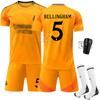  Away Soccer Jersey Set 2024/25   Jersey with Shorts Socks Bellingham 5 Fan Version Orange
