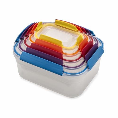 Joseph Joseph Nest Lock Plastic Food Storage Container Set with Lockable Airtight Leakproof Lids, 10-Piece Set, Multicolor