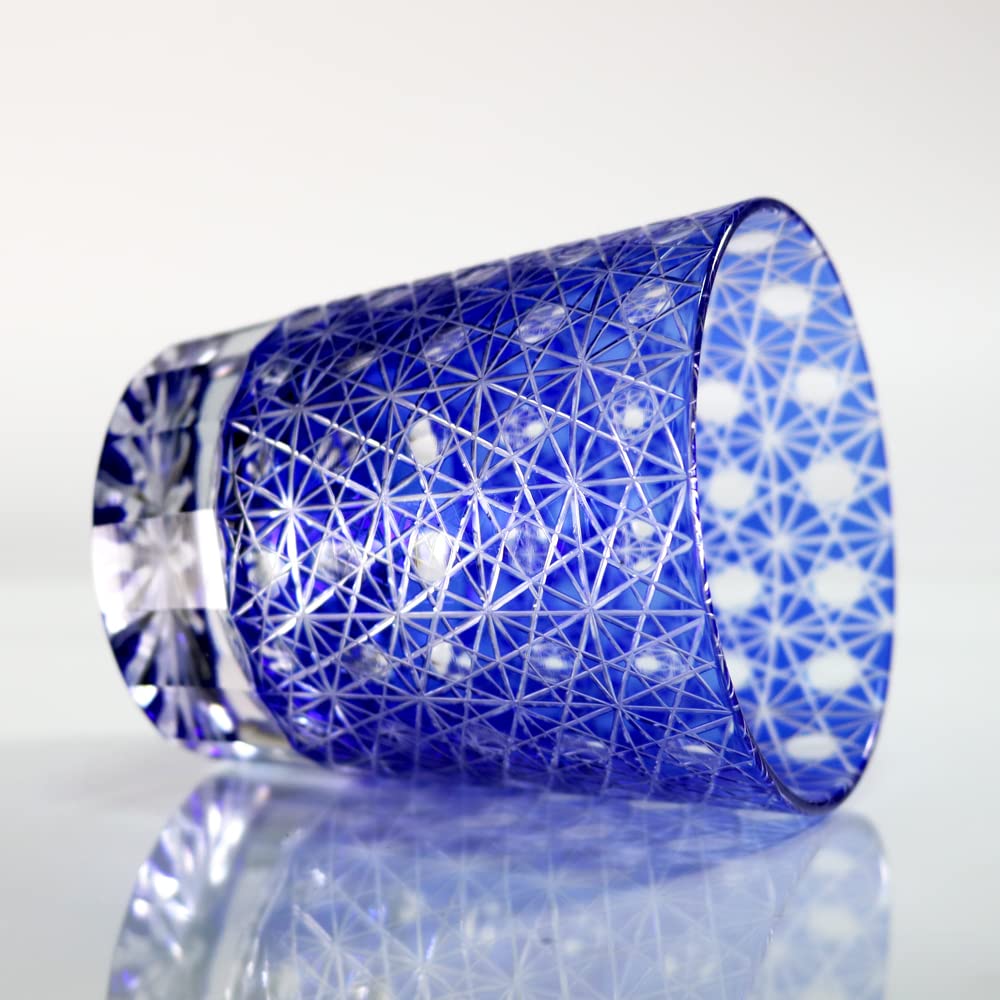 GREEM MARKET Wooden box included Crafts Glasswork Kiriko Glass Cup Shochu Glass Chrysanthemum connection pattern Kiriko glass Product GMS02236NW