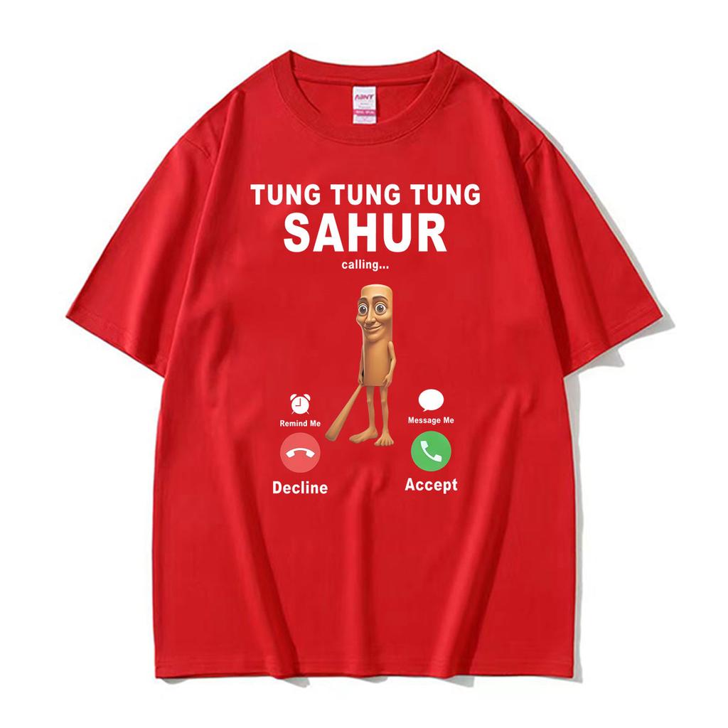 Tung Tung Tung Sahur Calling Funny Brainrot Joke Meme Tshirt Unisex Unisex Humor Fashion Street T Shirts Summer Oversized Tee Shirt