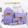 4pcs/set Backpack Female Junior High School Large Capacity High School College Style Schoolbag Outdoor anti backpack