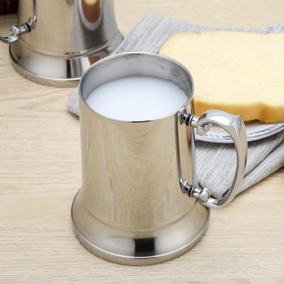 Stainless Steel Beer Mug Cocktail Breakfast Milk Mugs with Handgrip Coffee Cup Bar Tools