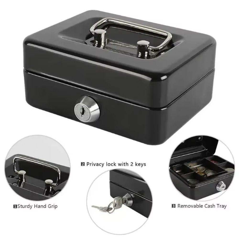 Sturdy Construction Steel Piggy Bank with Key Lockable Coin Box Valuables Storage