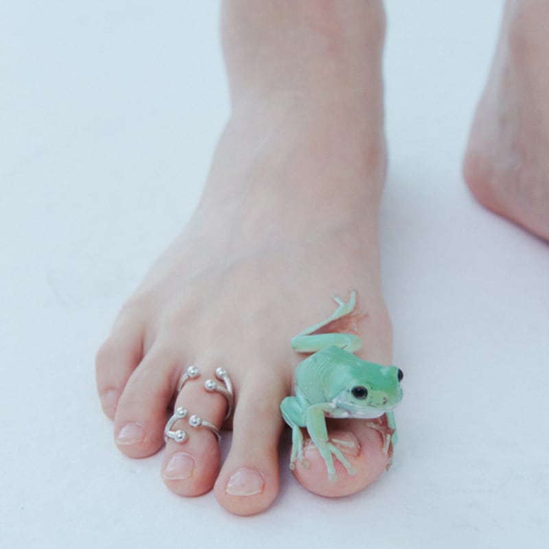 lowool Frog silver toe ring