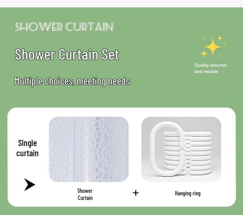 High-Transparency Waterproof EVA Shower Curtain, Mildew-Proof, Antibacterial, Splash-Resistant