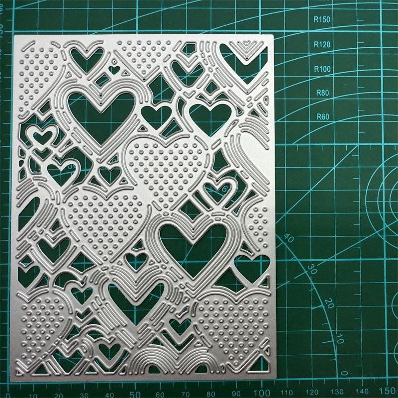 Heart Cover Pattern Background Metal Cutting Dies Dots Frame Stencils Die Cut for DIY Scrapbooking Embossing