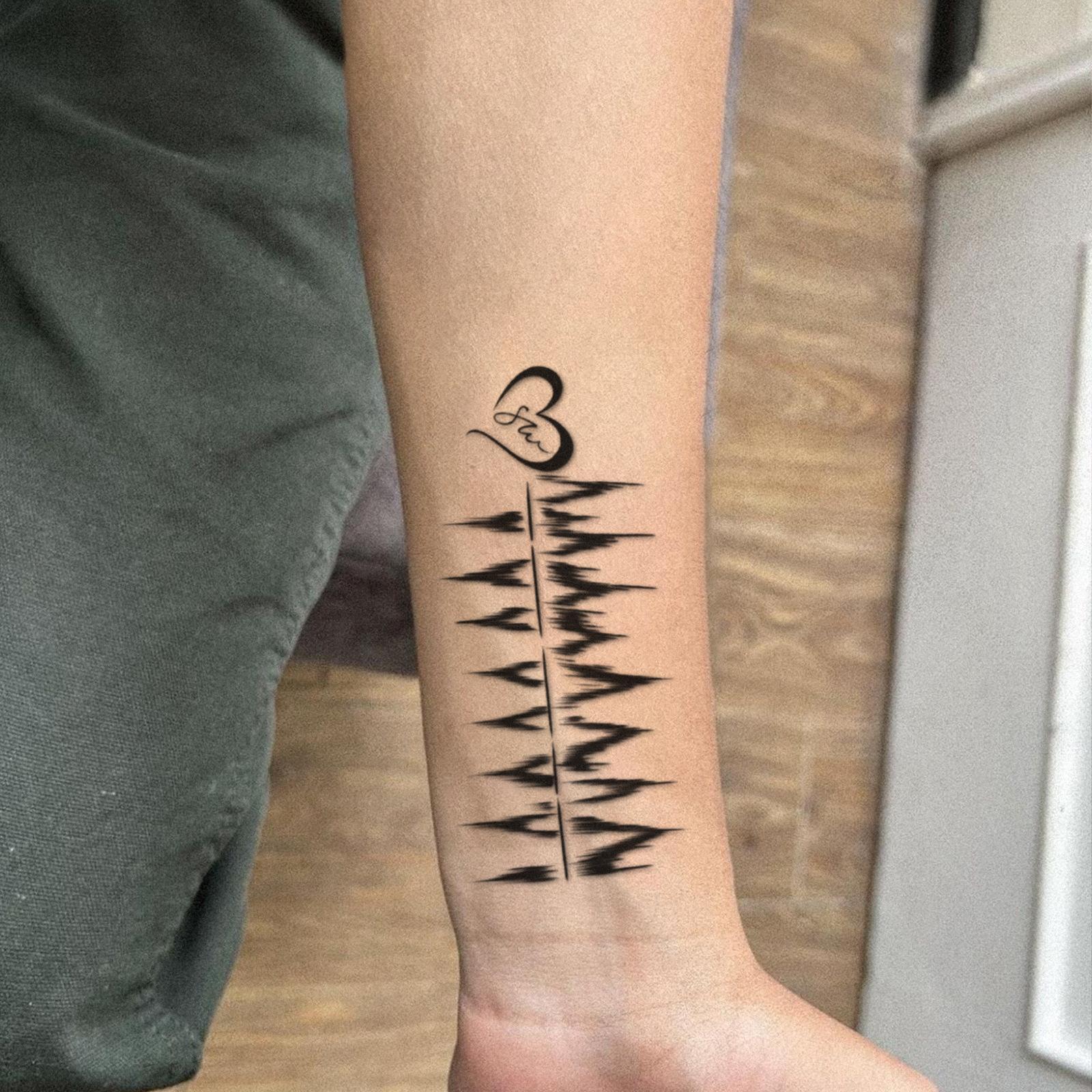 Glow Makeup Unisex Ecg Mountain Love Tattoo Sticker Waterproof And Long-Lasting Men's And Women's Personality Simulation Tattoo Wrist Arm Ins