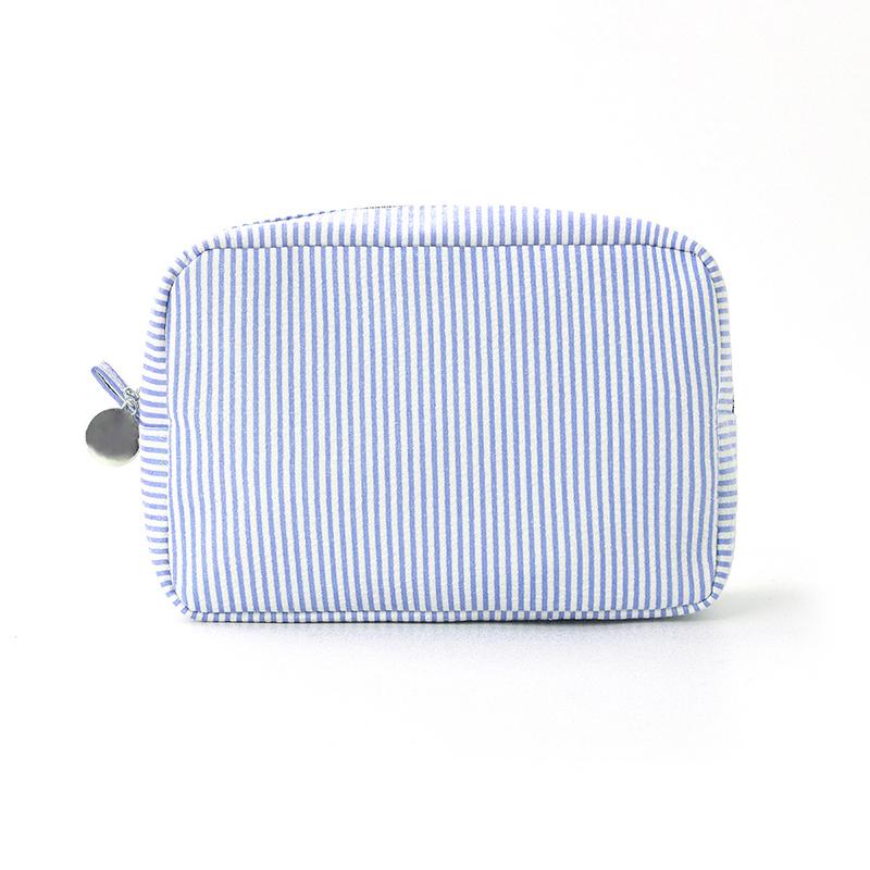 Contrast Color Striped Cosmetic Bag for Women Daily Casual Soft Zipper Makeup Storage Bag Portable Travel Outdoor Toiletry Bags
