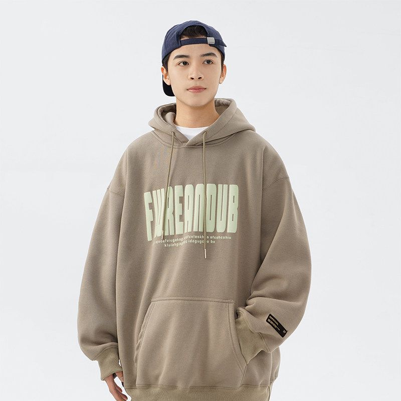 American-Style Foam Print Sweatshirt for Men, Winter Heavyweight Loose Design, Niche Hoodie, High Street Casual Versatile Top