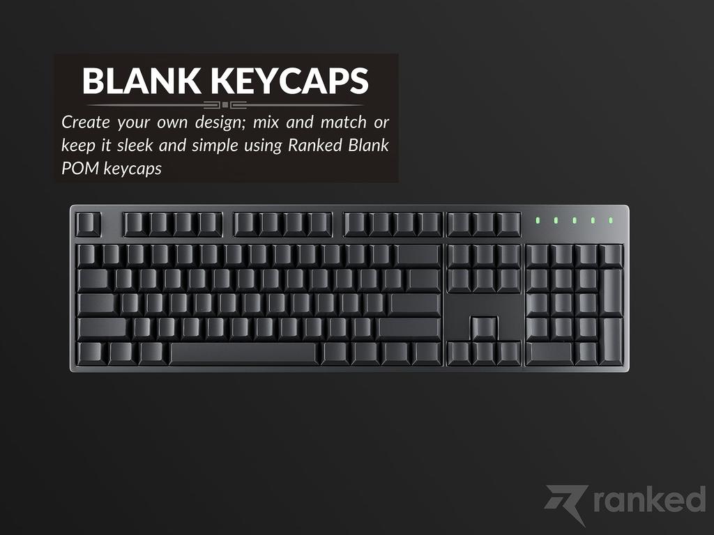 Ranked Premium Blank POM Keycap Set | 1.45mm Thick POM | Cherry Profile for Custom Mechanical Keyboards (Black, 169 Keycaps)